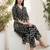 Black printed cotton kurta trouser set