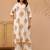 Off white printed cotton kurta trouser set