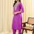 Purple embroidered silk kurta trouser set