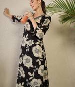 Black printed cotton kurta trouser set