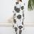 White printed viscose rayon kurta trouser set