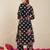 Black printed cotton kurta trouser set