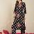 Black printed cotton kurta trouser set