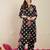 Black printed cotton kurta trouser set