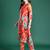Orange printed cotton kurta trouser set