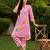 Pink printed cotton kurta trouser set