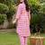 Pink printed cotton kurta trouser set