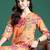 Orange printed cotton kurta trouser set