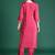 Pink embroidered silk kurta trouser set