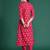 Pink embroidered cotton kurta trouser set