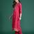 Pink embroidered cotton kurta trouser set
