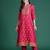 Pink embroidered cotton kurta trouser set