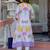 Off white printed cotton kurta trouser set