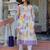 Off white printed cotton kurta trouser set