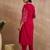 Pink embroidered cotton kurta trouser set
