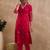Pink embroidered cotton kurta trouser set