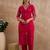 Pink embroidered cotton kurta trouser set