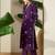 Purple embroidered cotton kurta trouser set