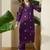 Purple embroidered cotton kurta trouser set