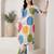 Off white printed cotton kurta trouser set
