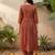 Maroon printed cotton kurta trouser set