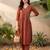 Maroon printed cotton kurta trouser set