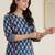 Navy blue printed cotton kurta trouser set