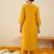 Yellow embroidered chinon kurta trouser set