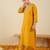 Yellow embroidered chinon kurta trouser set