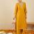 Yellow embroidered chinon kurta trouser set