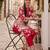 Red printed cotton kurta trouser set