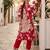 Red printed cotton kurta trouser set