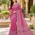 Pink color azarakh printed with all over mirror work on premium satin saree