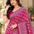 Pink color azarakh printed with all over mirror work on premium satin saree