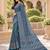 Blue color azarakh printed with all over mirror work on premium satin saree