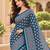 Blue color azarakh printed with all over mirror work on premium satin saree