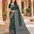 Green color azarakh printed with all over mirror work on premium satin saree