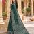 Green color azarakh printed with all over mirror work on premium satin saree