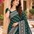 Green color azarakh printed with all over mirror work on premium satin saree