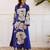 Blue printed viscose rayon kurta trouser set