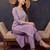 Lavender embroidered silk kurta trouser set