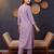 Lavender embroidered silk kurta trouser set