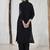 Black embroidered viscose rayon kurta trouser set