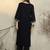 Black embroidered viscose rayon kurta trouser set