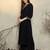 Black embroidered viscose rayon kurta trouser set