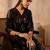 Black printed cotton kurta trouser set