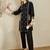 Black printed cotton kurta trouser set