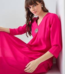 Pink printed liva kurta trouser set