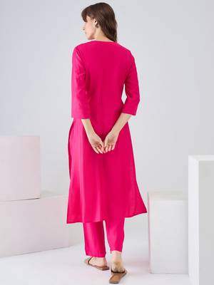 Pink printed liva kurta trouser set 3
