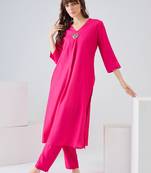 Pink printed liva kurta trouser set